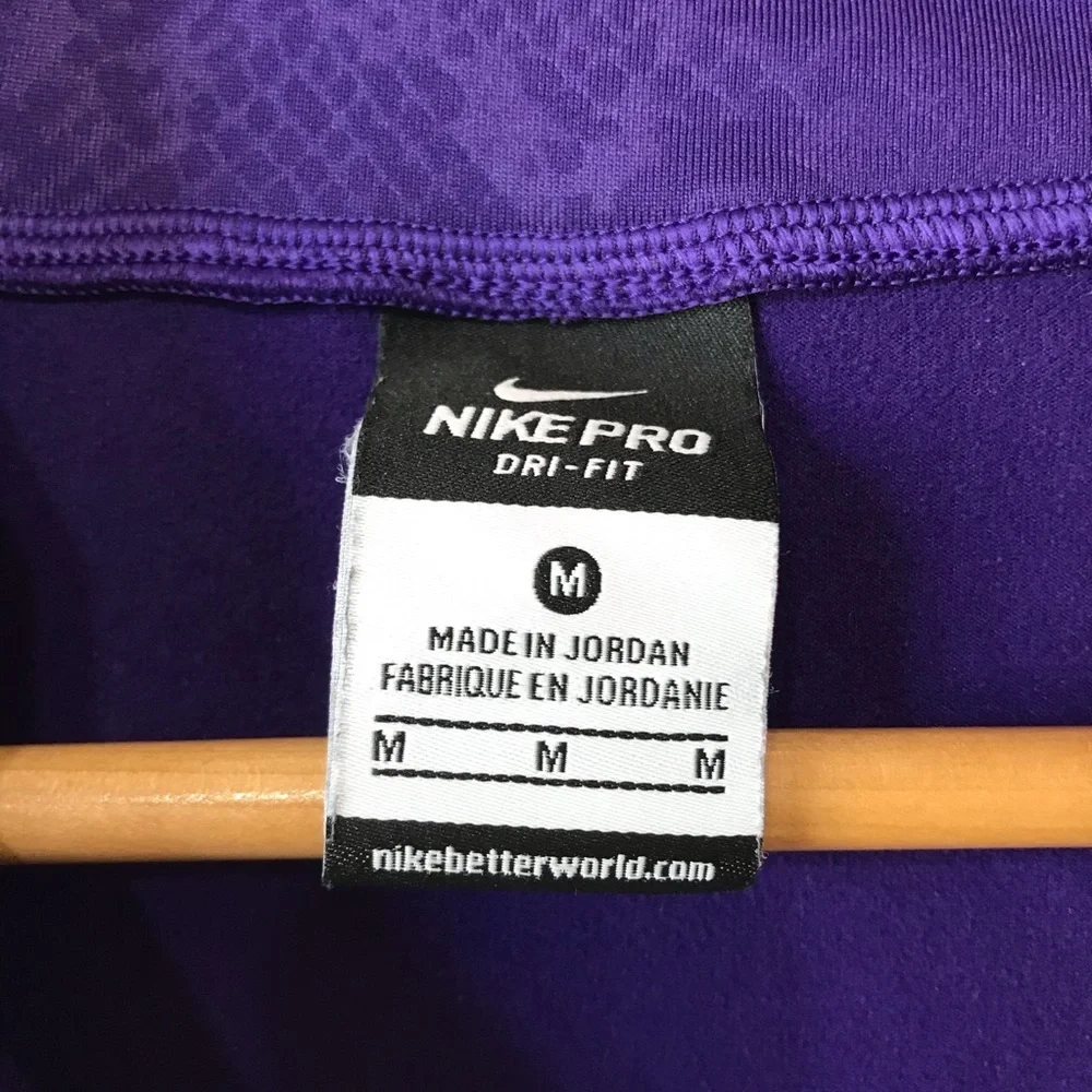 Nike Pro Half Zip Purple Running Thumb Hole Top